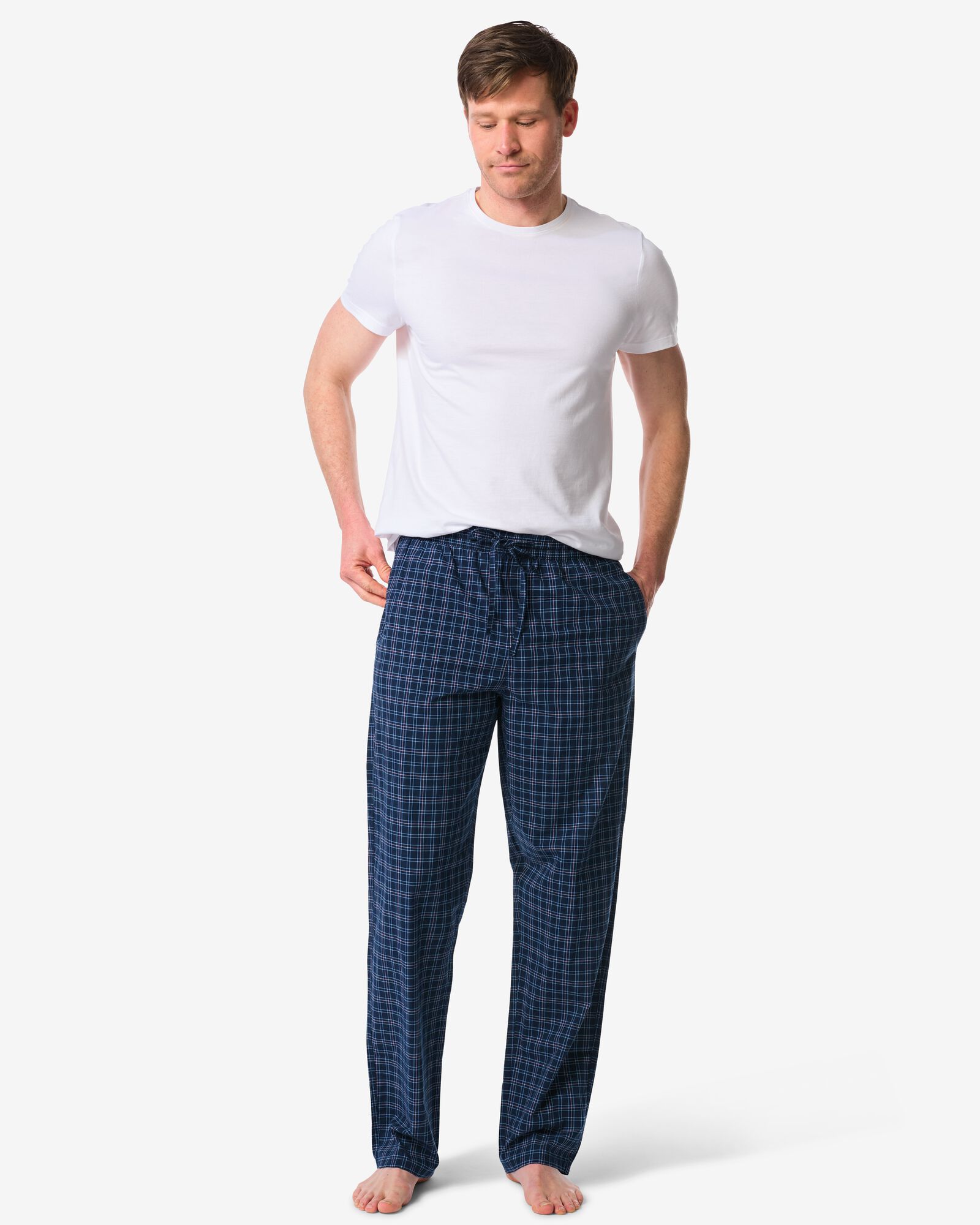 pantalon de pyjama homme coupe r&eacute;guli&egrave;re carreaux bleu fonc&eacute; - 23686110DARKBLUE - HEMA