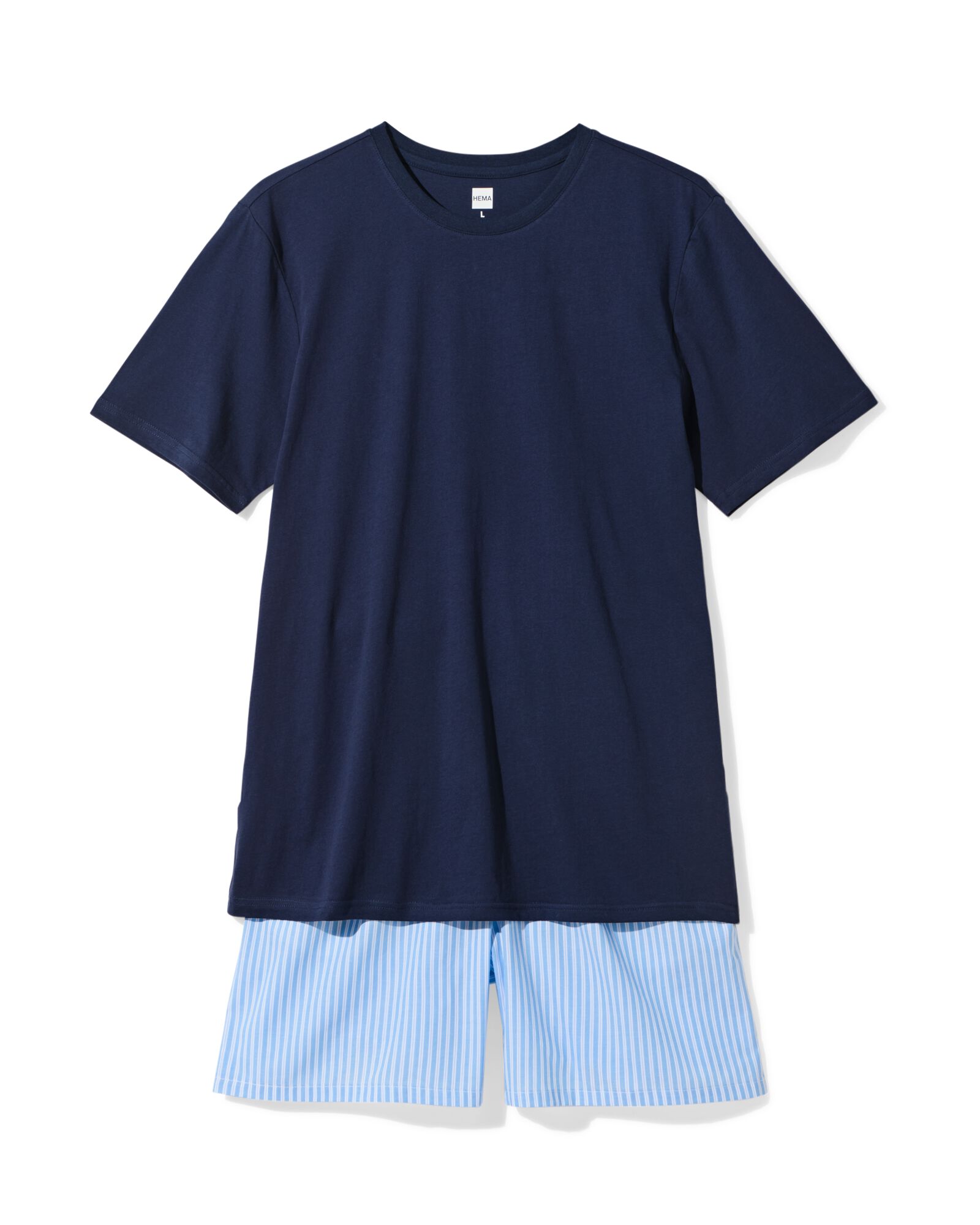 pyjashort homme Philip jersey rayures bleu clair - 23686230LIGHTBLUE - HEMA