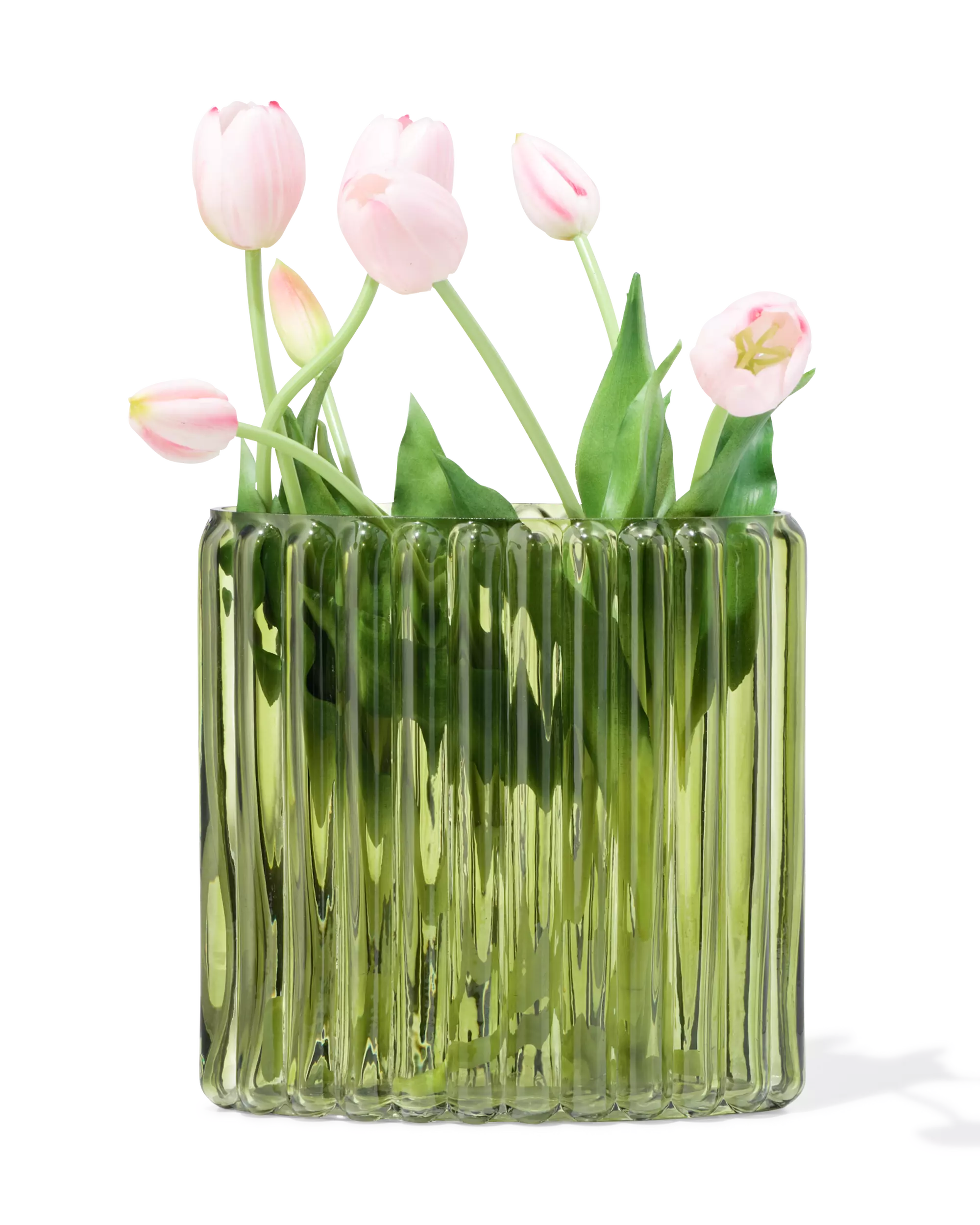 vase ⌀8x20cm verre ovale vert
