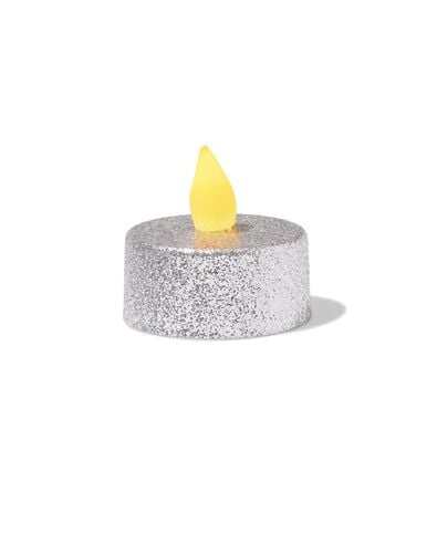 bougies chauffe-plat led ⌀3,8 x 3,6 cm paillet&eacute;es argent&eacute;es - lot de 2 - 25500178 - HEMA