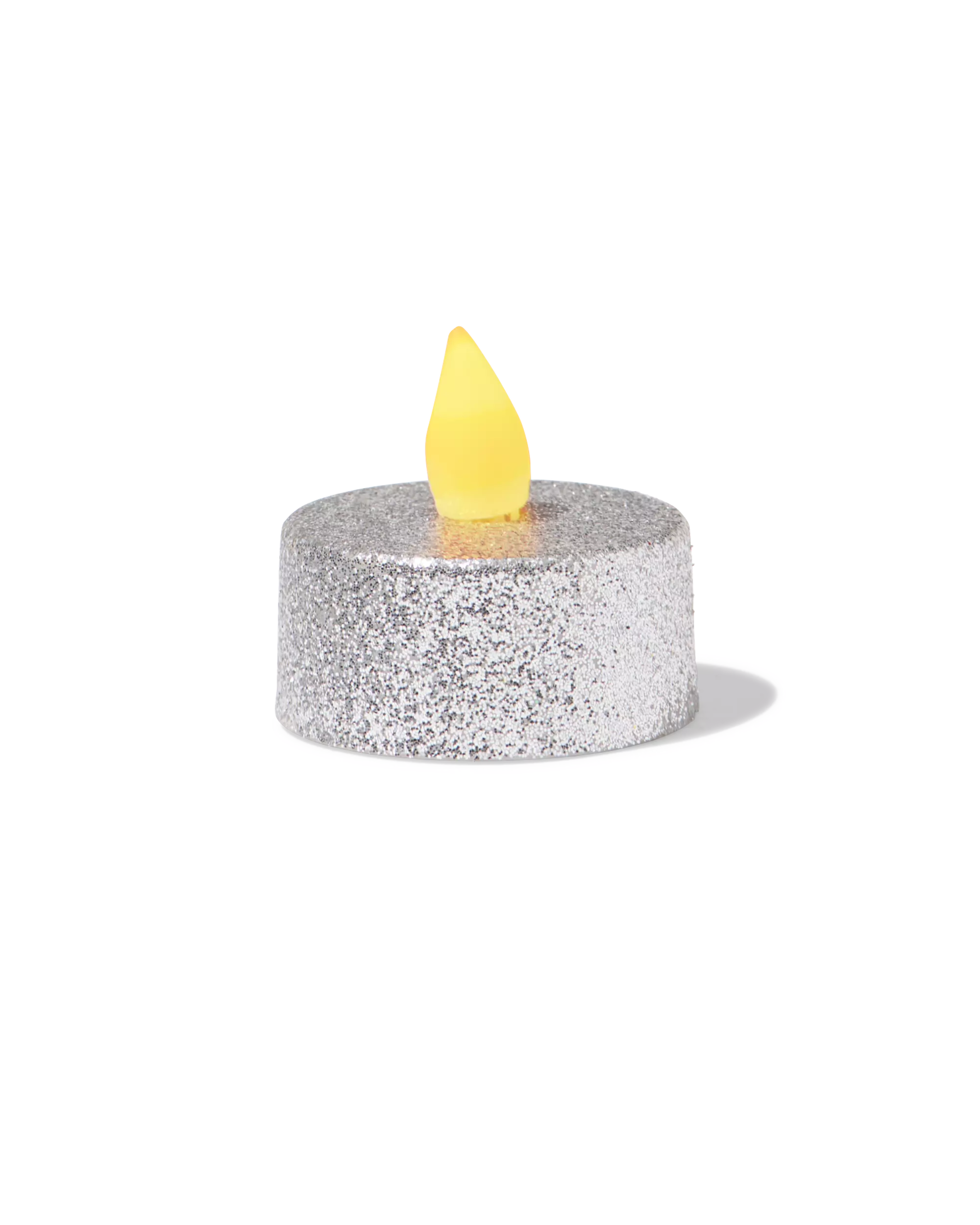 bougies chauffe-plat led ⌀3,8 x 3,6 cm pailletées argentées - lot de 2