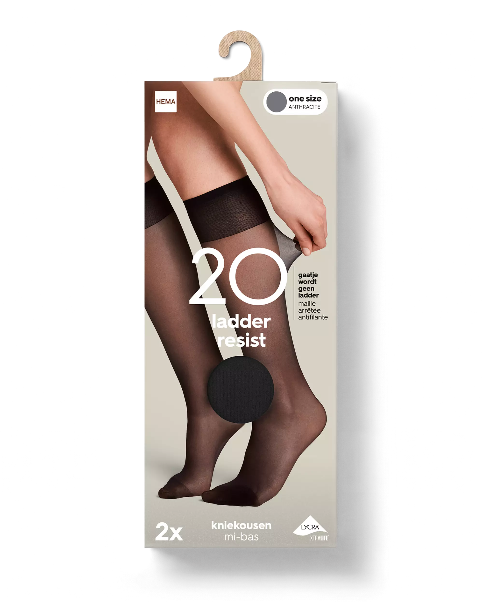 mi-bas anti-filage 20 deniers mats - 2 paires