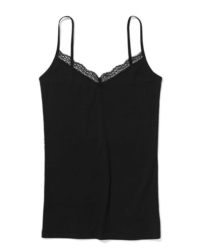 dameshemd spaghettibandjes met kant zwart zwart - 19691224BLACK - HEMA