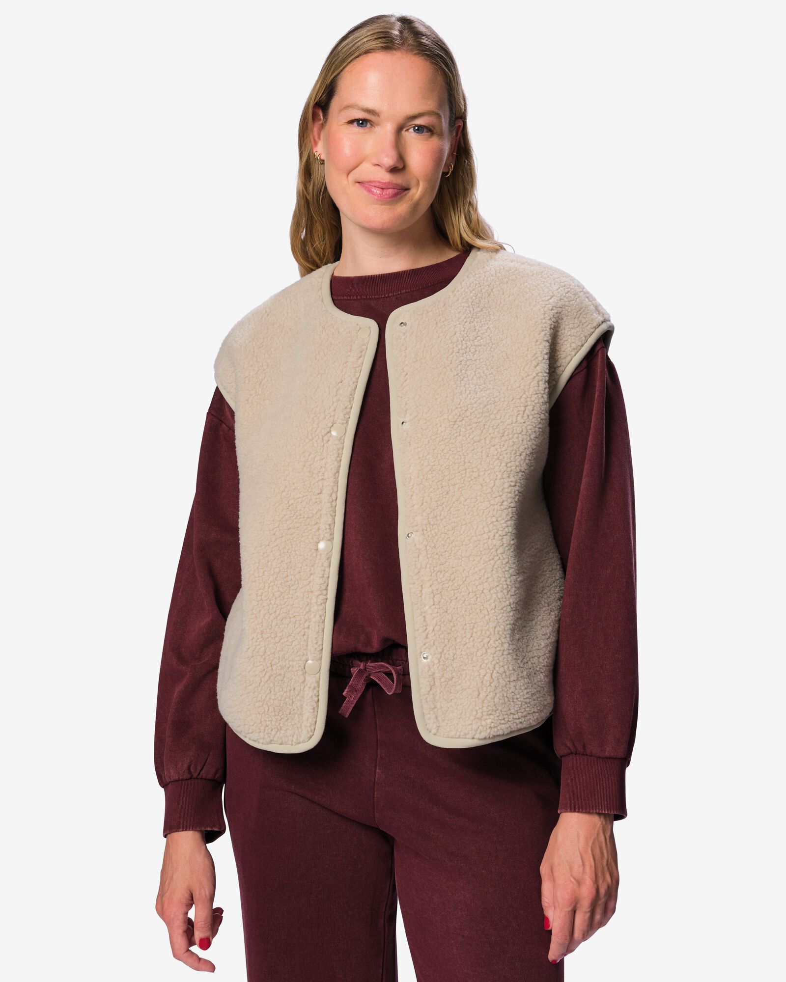 cardigan femme Odi peluche beige beige - 36215270BEIGE - HEMA