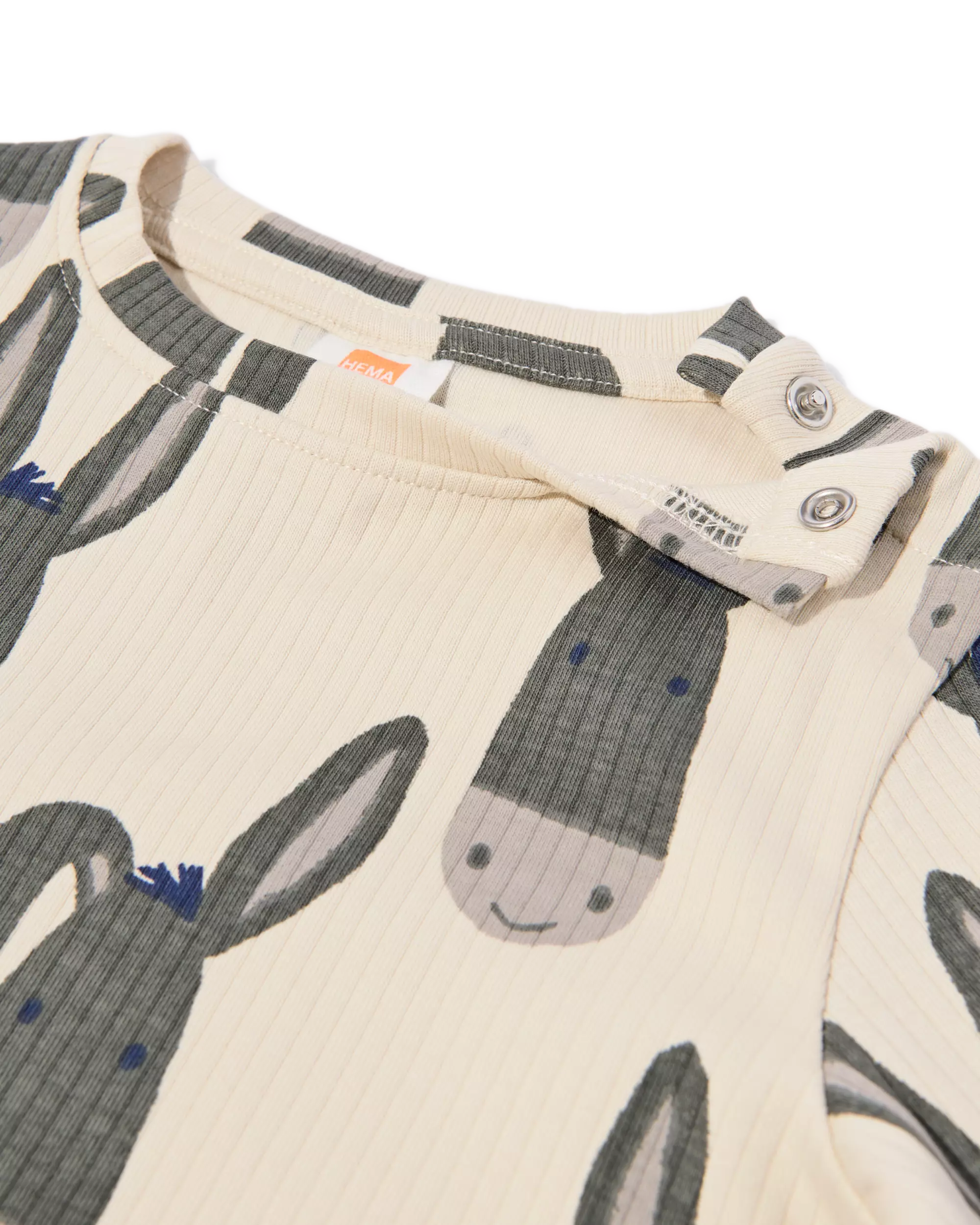 baby T-shirt rib strepen ezels - 2 stuks