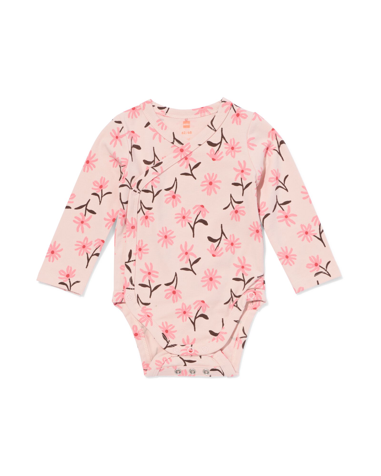 baby meegroei overslagbody rib bloemen roze roze - 33461520PINK - HEMA