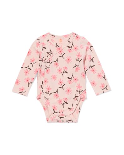 baby meegroei overslagbody rib bloemen roze roze - 33461520PINK - HEMA