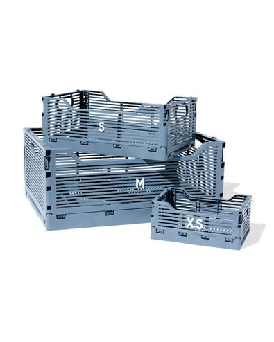 caisse pliante lettres recycl&eacute;e M bleu pierre bleu fonc&eacute; M  30 x 40 x 17 - 39811088 - HEMA