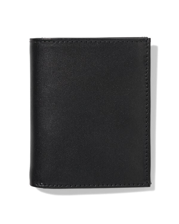 billfold portemonnee hoog leer zwart - 18150058 - HEMA