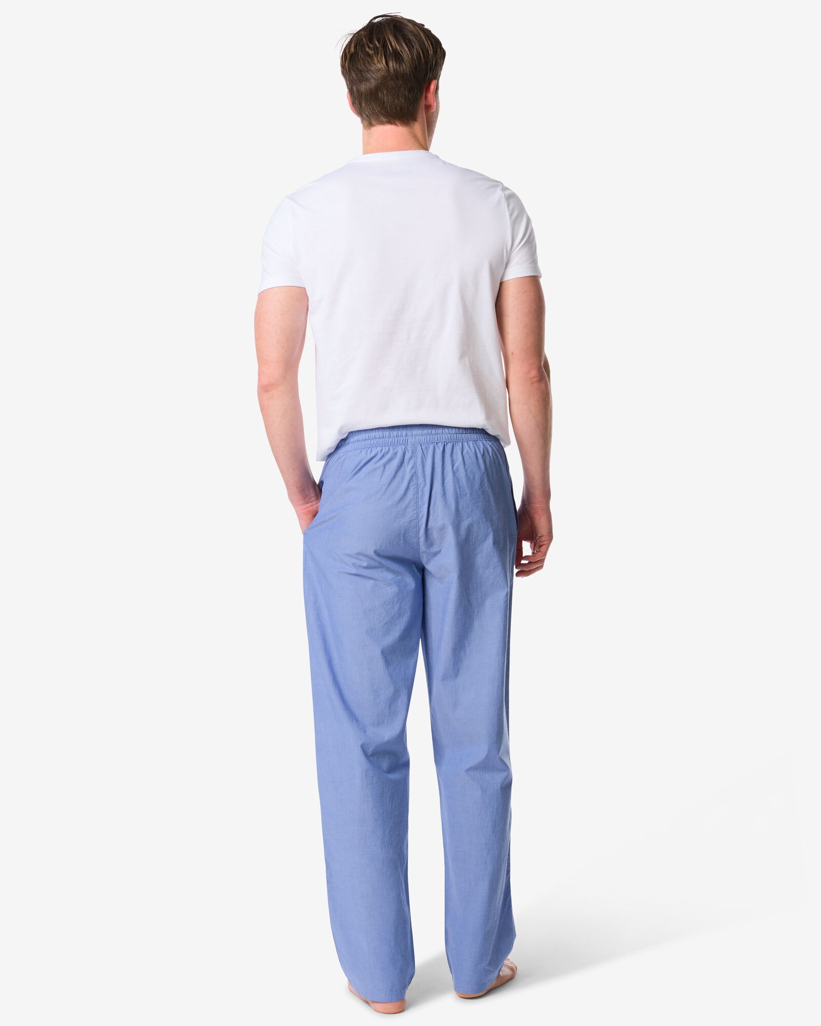 pantalon de pyjama homme Pepijn coupe droite popeline bleu moyen - 23686130MIDBLUE - HEMA