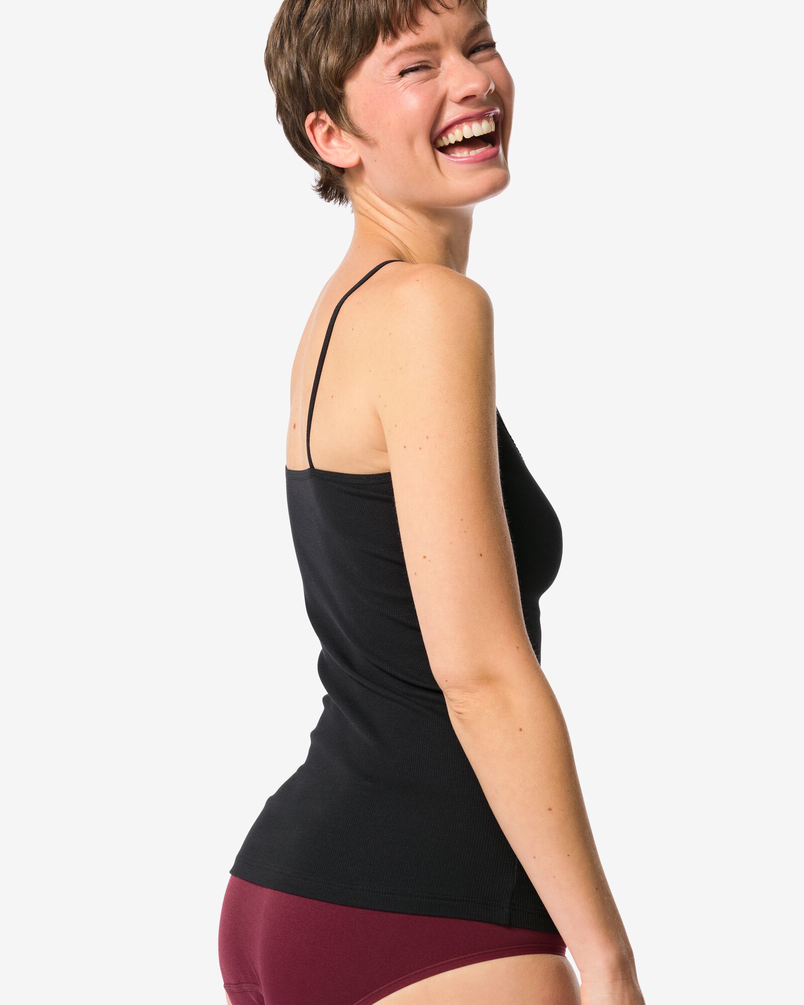 dameshemd spaghettibandjes met kant zwart zwart - 19691224BLACK - HEMA