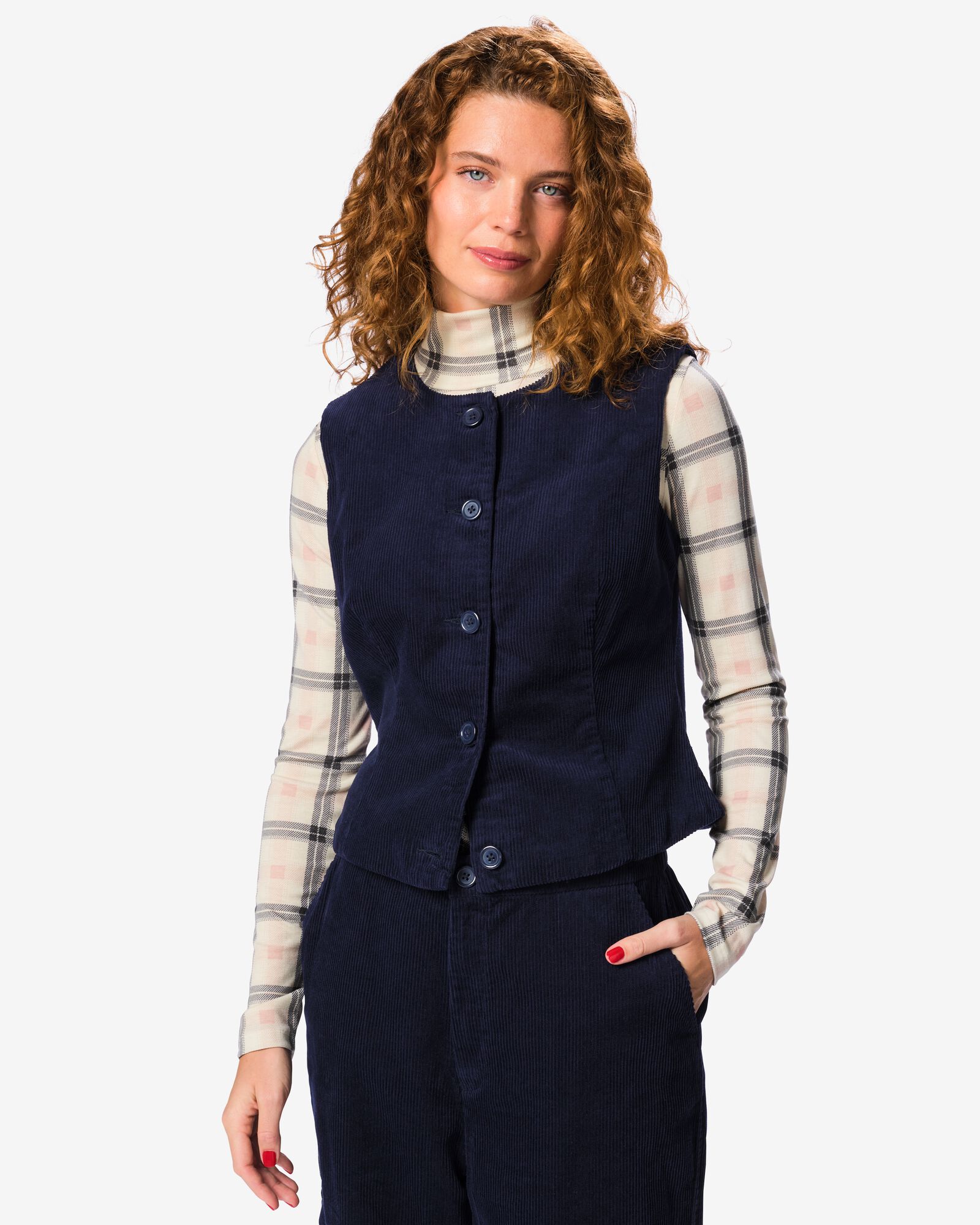 damesgilet rib donkerblauw donkerblauw - 36215230DARKBLUE - HEMA