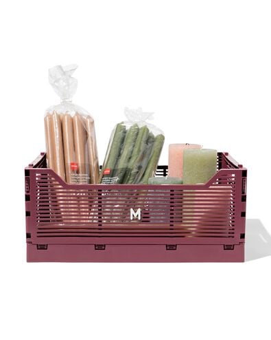 caisse pliante lettres recycl&eacute;e M bordeaux bordeaux M  30 x 40 x 17 - 39811085 - HEMA