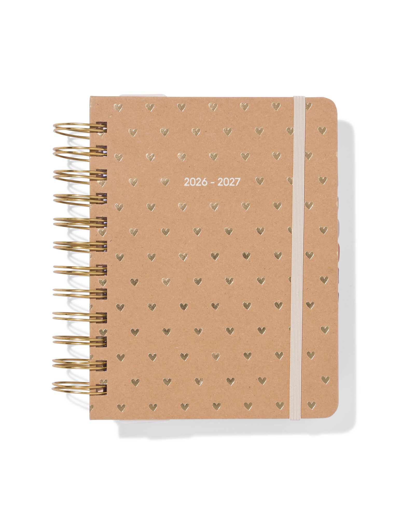 agenda scolaire 2026-2027 15,4x18,6x3,5cm kraft petits c&oelig;urs - 14505654 - HEMA
