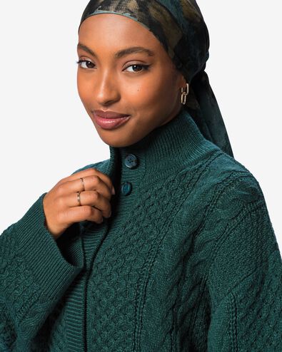 damesvest Zelda kabel grofgebreid zeegroen zeegroen - 36214580SEAGREEN - HEMA