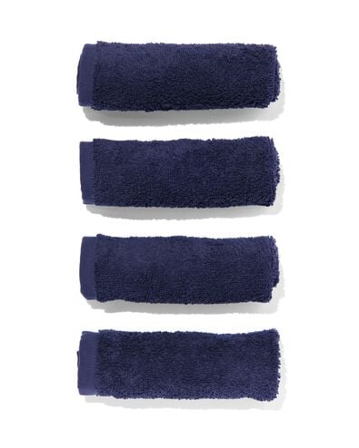 4 serviettes pour visage 30x30 bleu nuit - qualit&eacute; &eacute;paisse bleu nuit d&eacute;barbouillettes 30 x 30 - 5245412 - HEMA