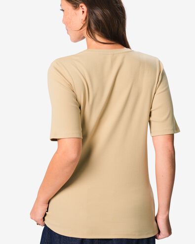 Damen-T-Shirt, Regular Fit, gerippt beige beige - 36306660BEIGE - HEMA