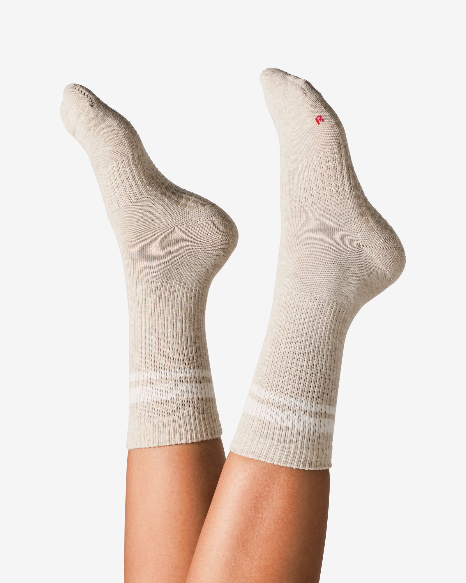 chaussettes femme yoga-pilates antid&eacute;rapantes - 2 paires beige beige - 4420165BEIGE - HEMA