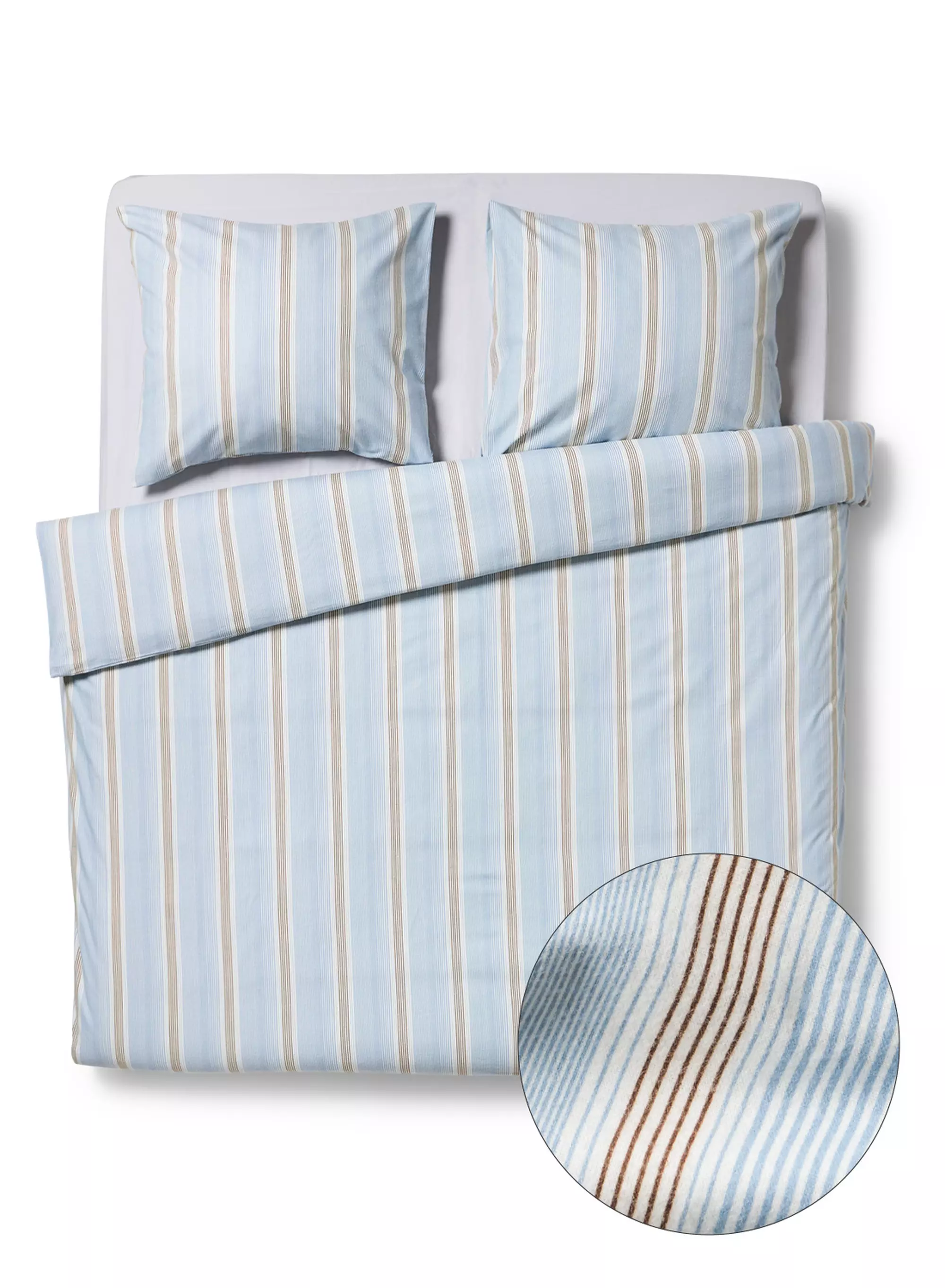 Bettbezug 200 × 200/220 cm, Flanell, gestreift, blau