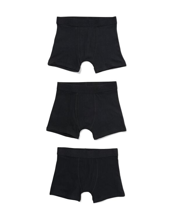 3 boxers enfant coton/stretch noir noir - 19293180BLACK - HEMA