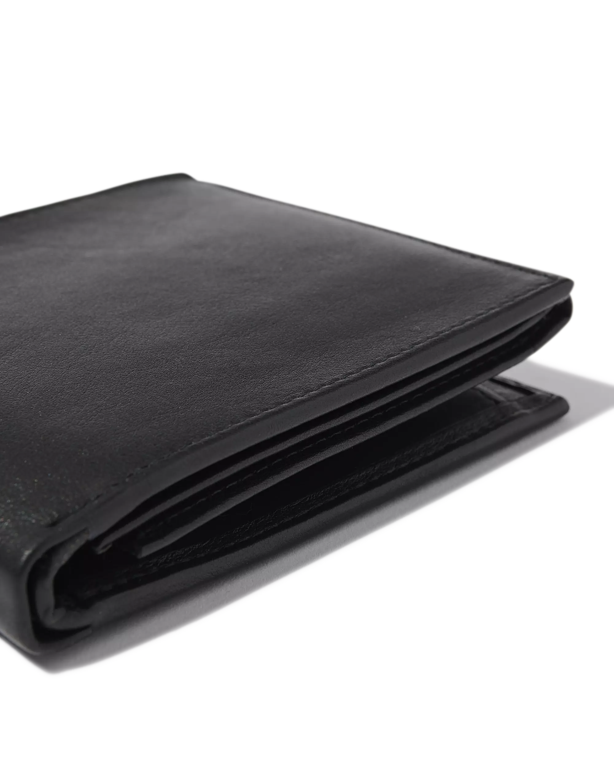Brieftasche, Querformat, schwarzes Leder