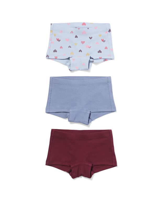cale&ccedil;ons hipster enfant c&ocirc;tel&eacute;s petits c&oelig;urs - lot de 3 bleu bleu - 19300220BLUE - HEMA