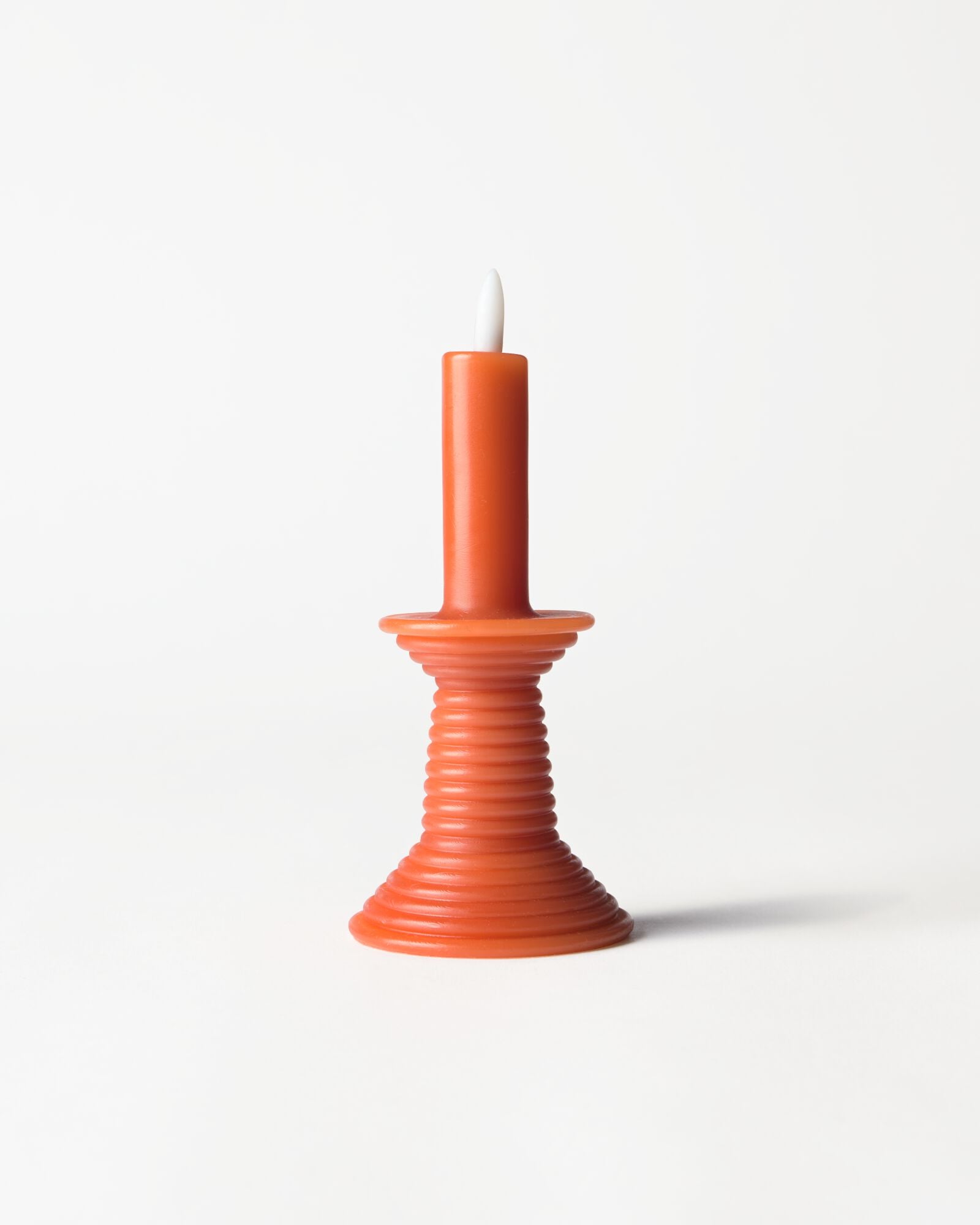 LED-Formkerze, Kerzenst&auml;nder, ⌀ 7,6 &times; 18 cm, rustikal, Dunkelorange - 13550221 - HEMA