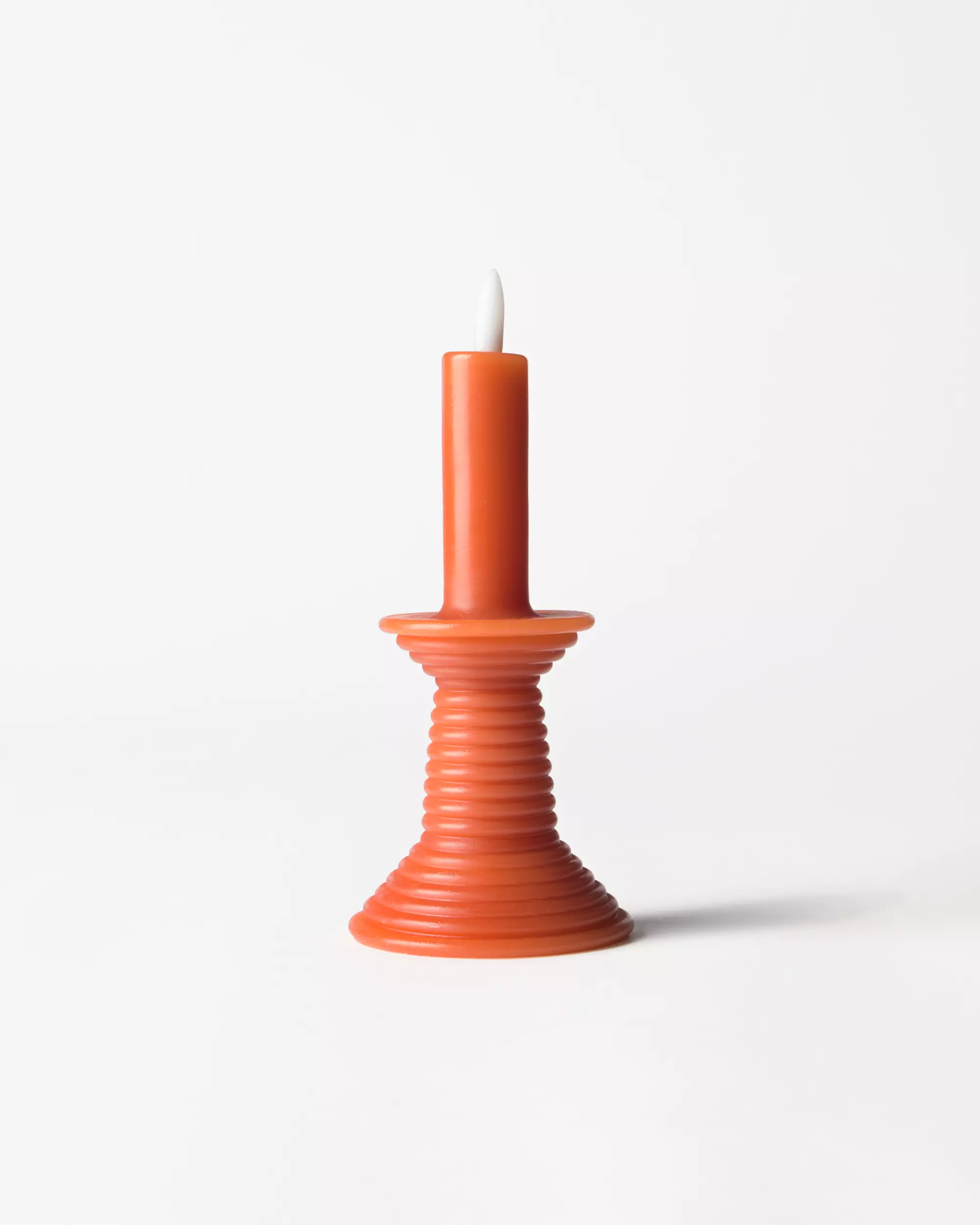 bougie led en forme de bougeoir ⌀7,6 x 18 cm rustique orange foncé