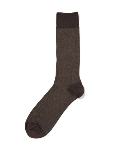herensokken rib bruin bruin - 4151045BROWN - HEMA