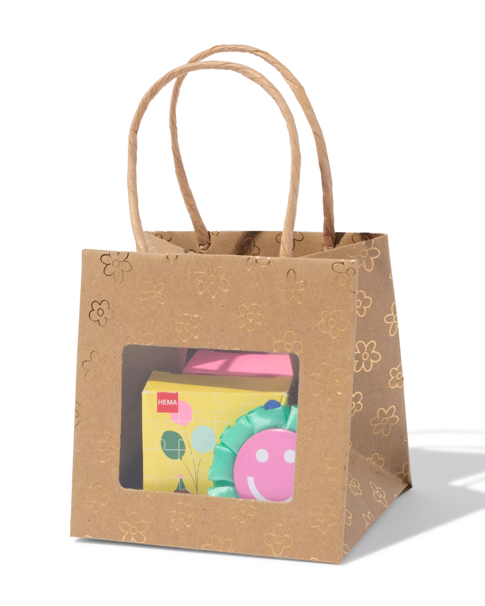 Geschenktüte, 11 × 17,5 cm, mit Fenster, Blumen