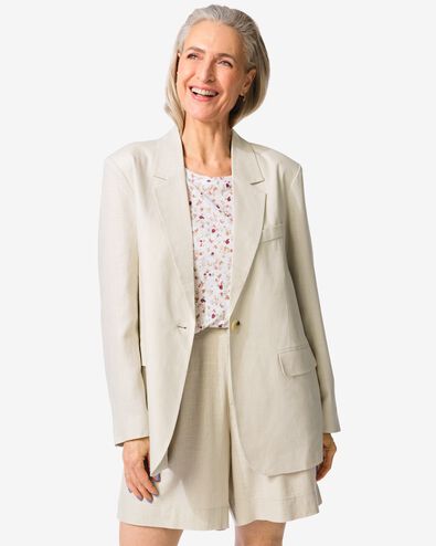 Damen-Blazer, mit Leinenanteil sandfarben sandfarben - 36219560SAND - HEMA