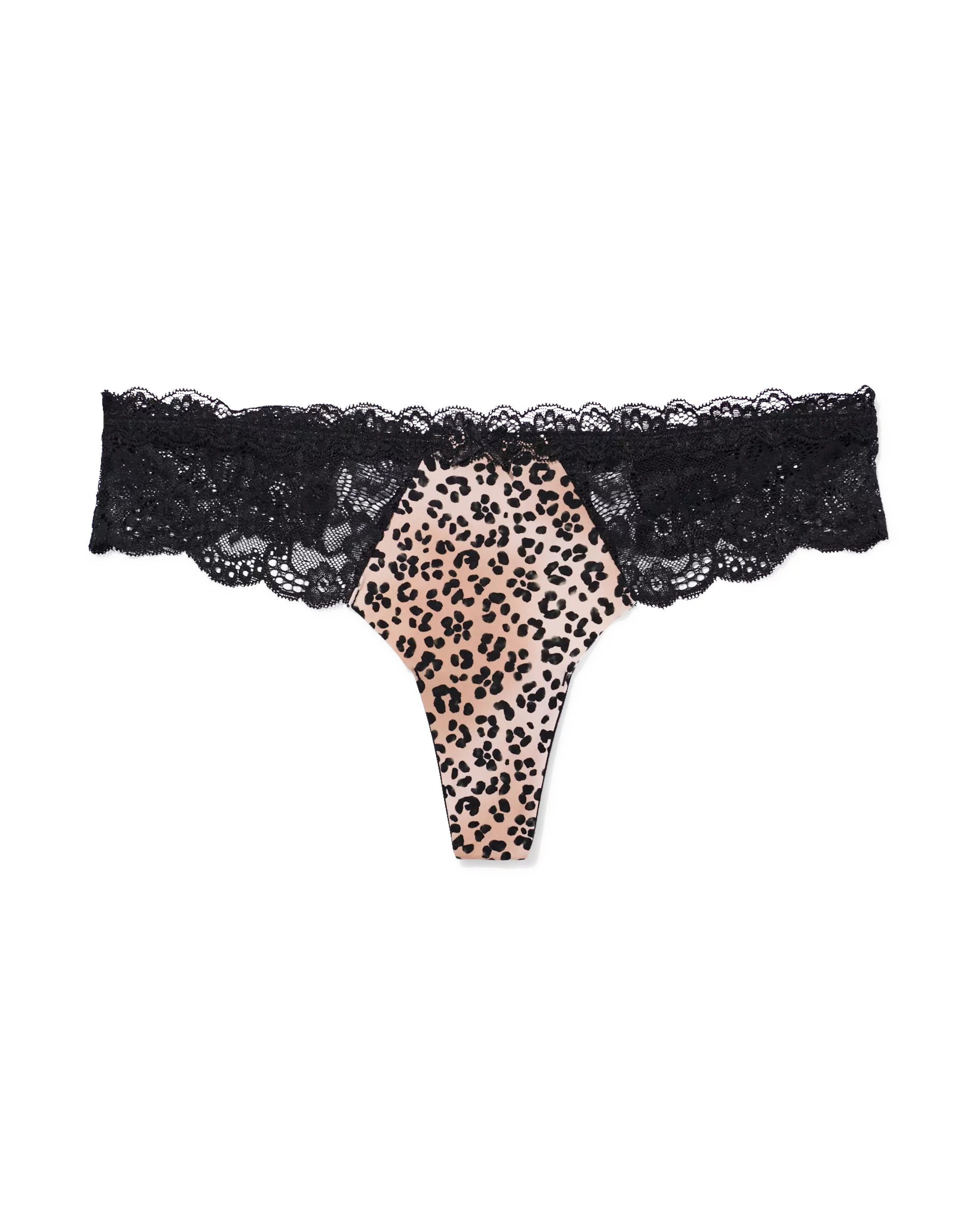 string femme microfibre et dentelle léopard