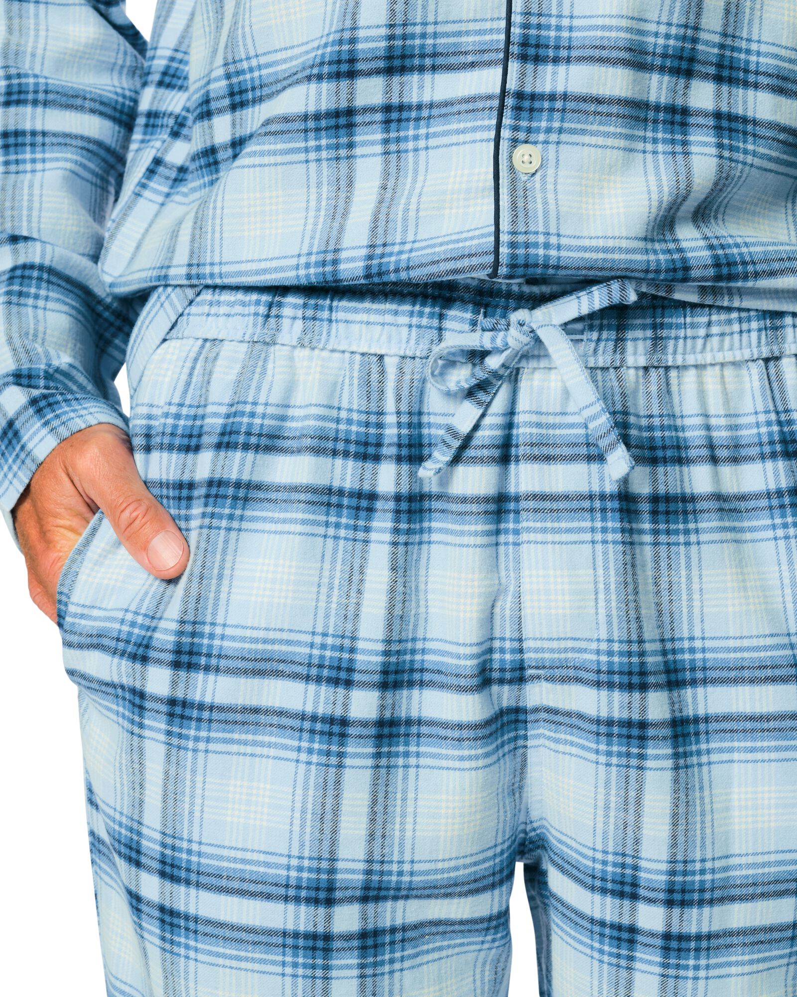 Herrenpyjama, kariert mittelblau mittelblau - 23634440MIDBLUE - HEMA