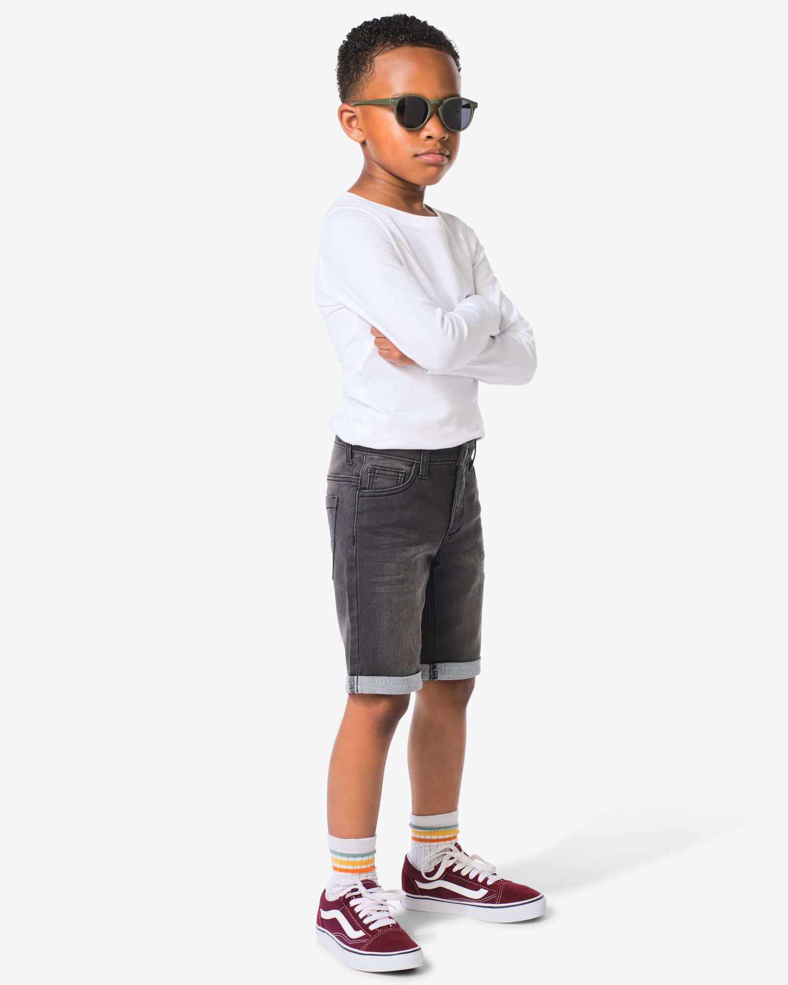 kindershort jogdenim zwart - 30732510BLACK - HEMA