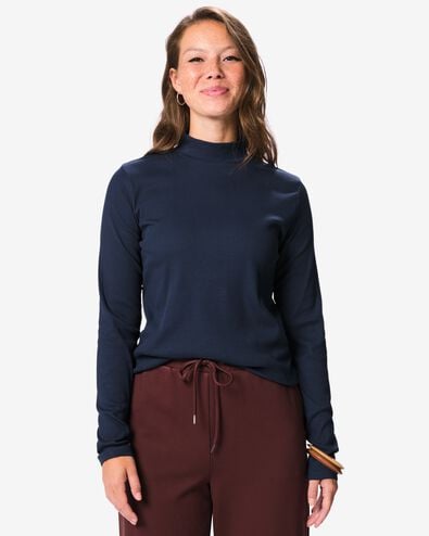 Damen-T-Shirt, Regular Fit, gerippt dunkelblau dunkelblau - 36306390DARKBLUE - HEMA