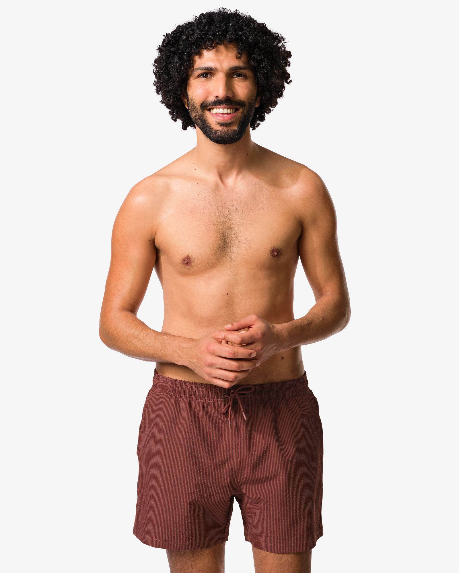 Herren-Badehose Pieter, Seersucker braun - 22100130BROWN - HEMA