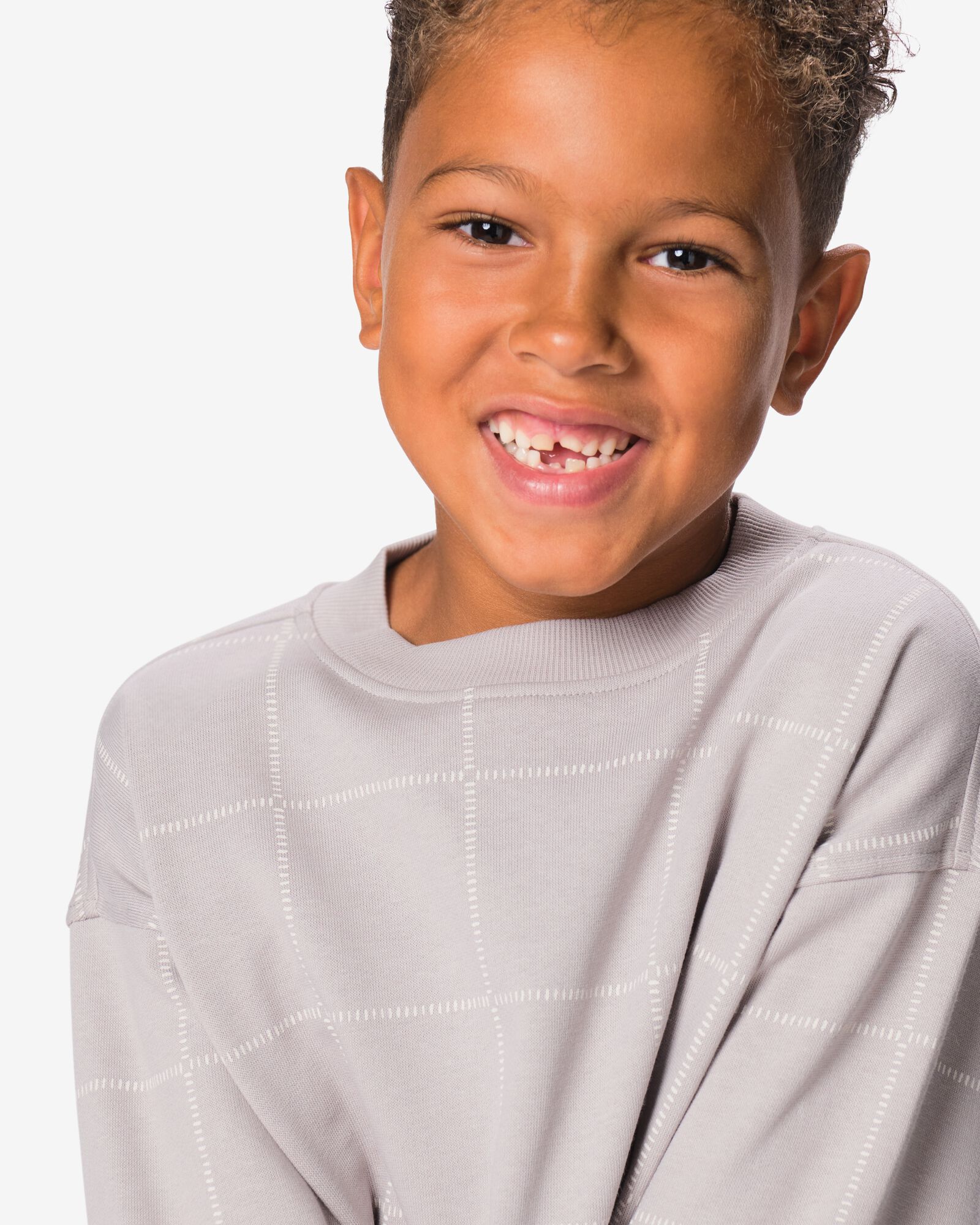 kindertrui sweatstof blokken grijs grijs - 30723817GREY - HEMA