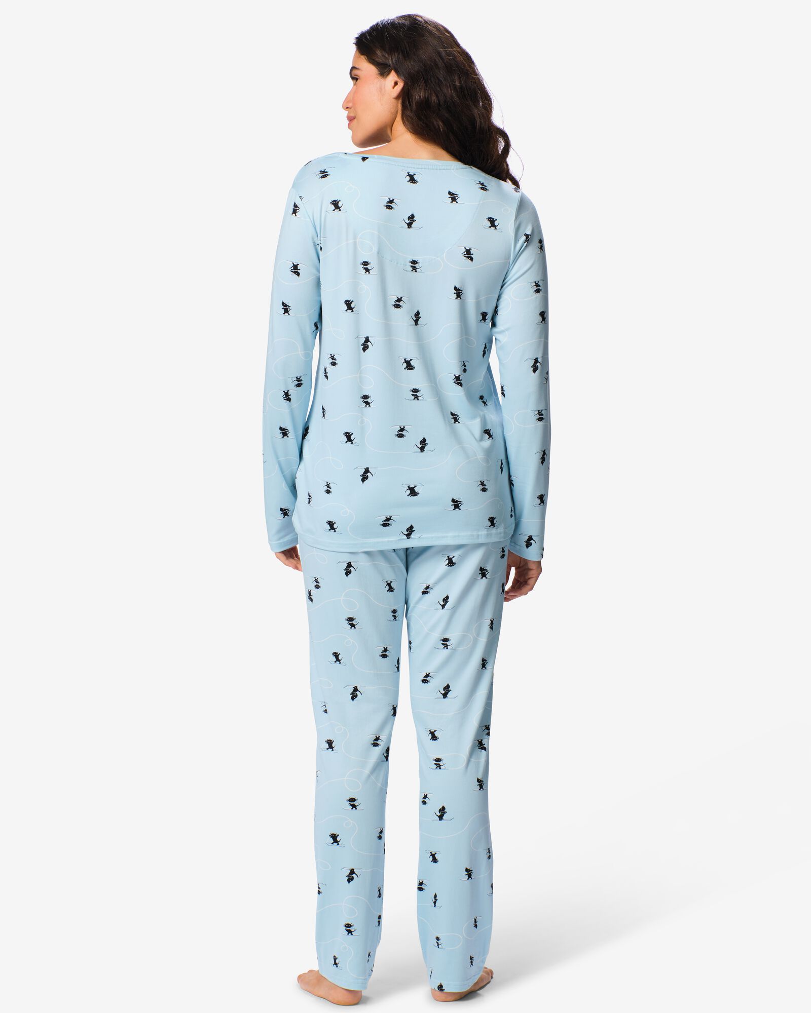 pyjama femme Takkie microfibre bross&eacute;e bleu clair bleu clair - 23401956LIGHTBLUE - HEMA