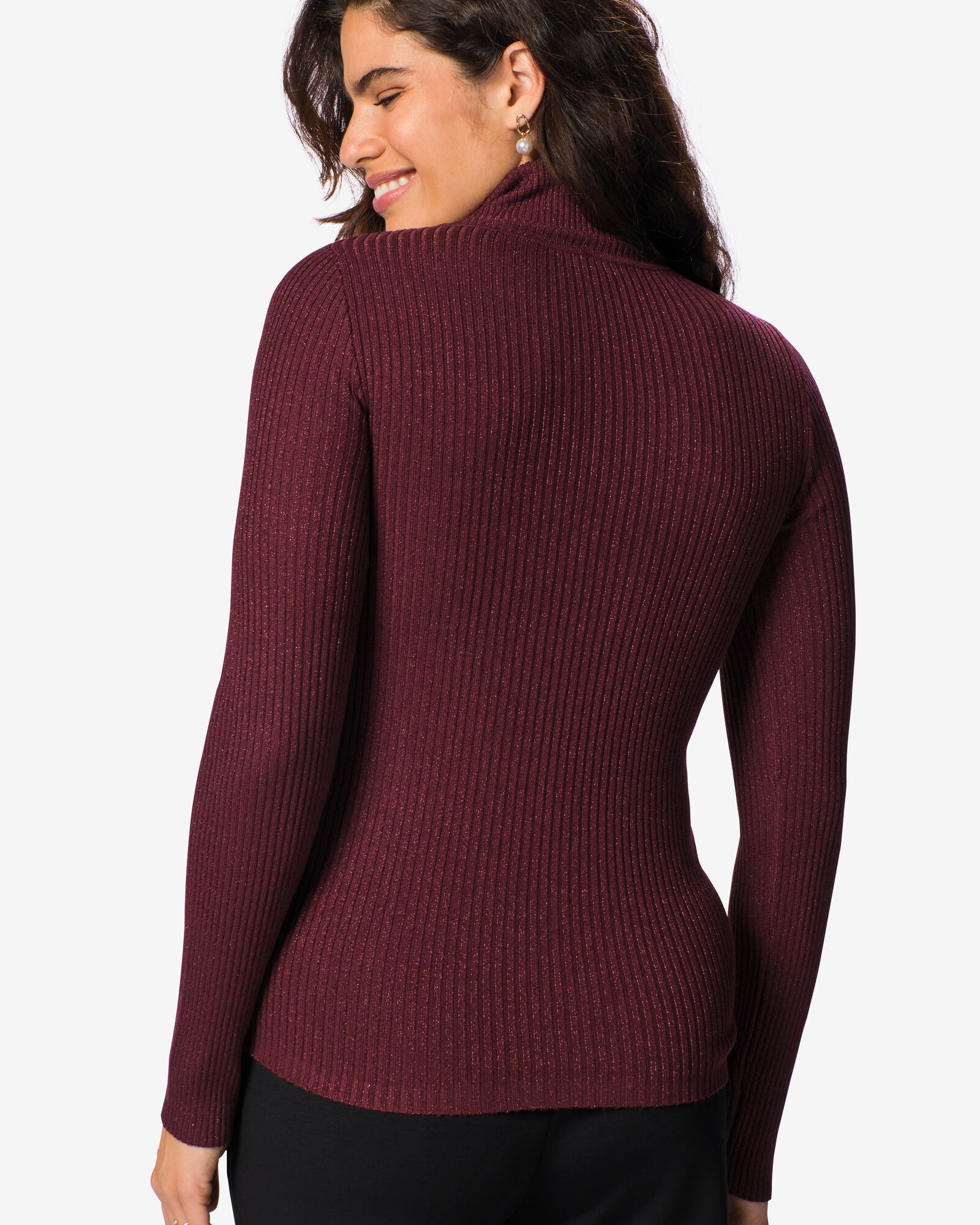 damestrui Nova rib bordeauxrood bordeauxrood - 36215370BURGUNDYRED - HEMA