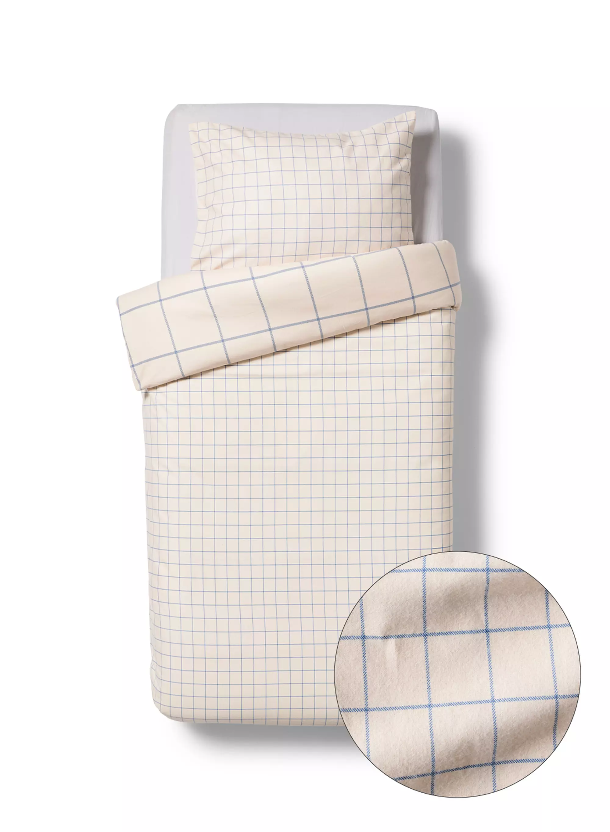 Bettbezug 140 × 200/220 cm, Flanell, kariert, blau