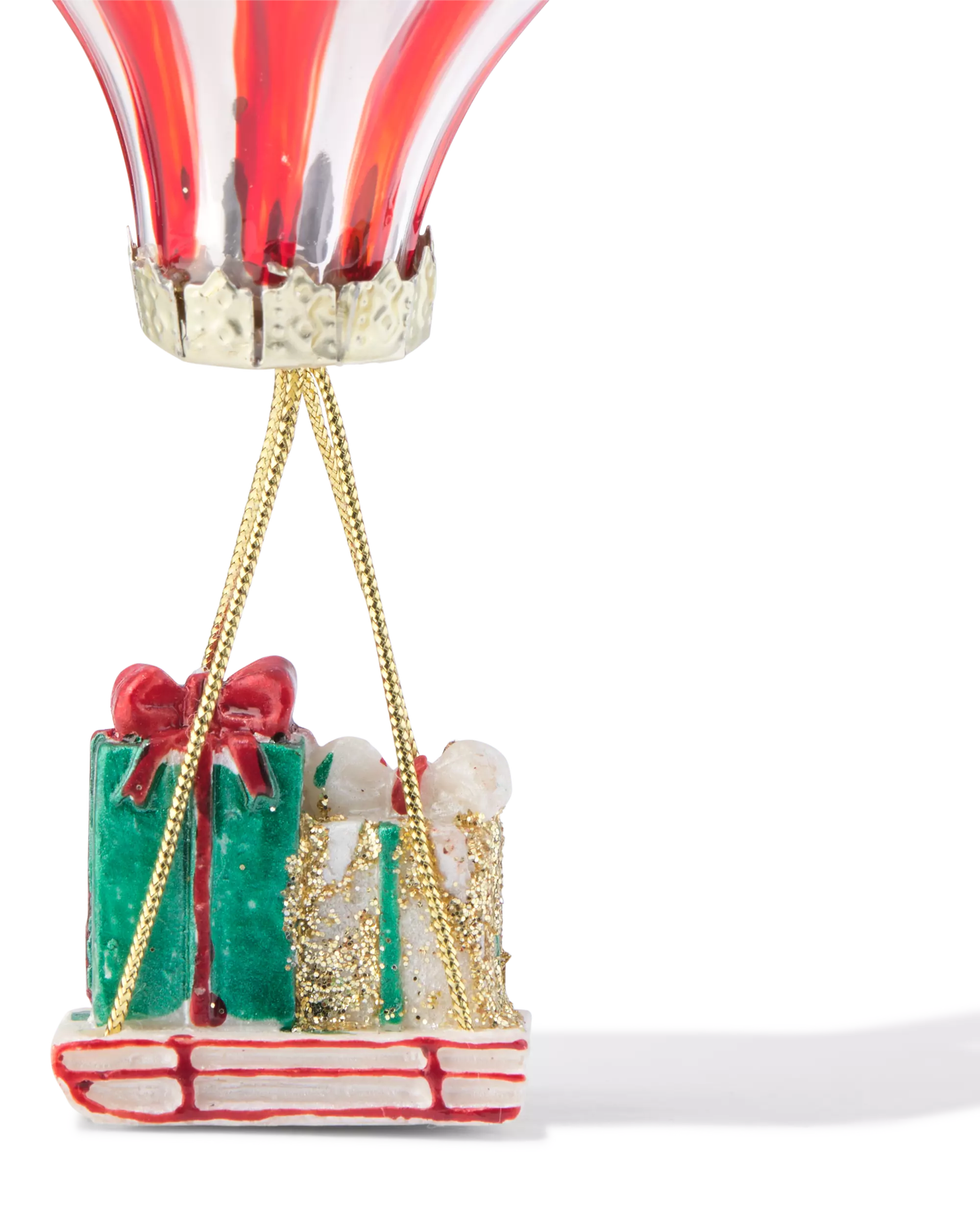 décoration de Noël à suspendre 8 cm verre montgolfière avec traîneau