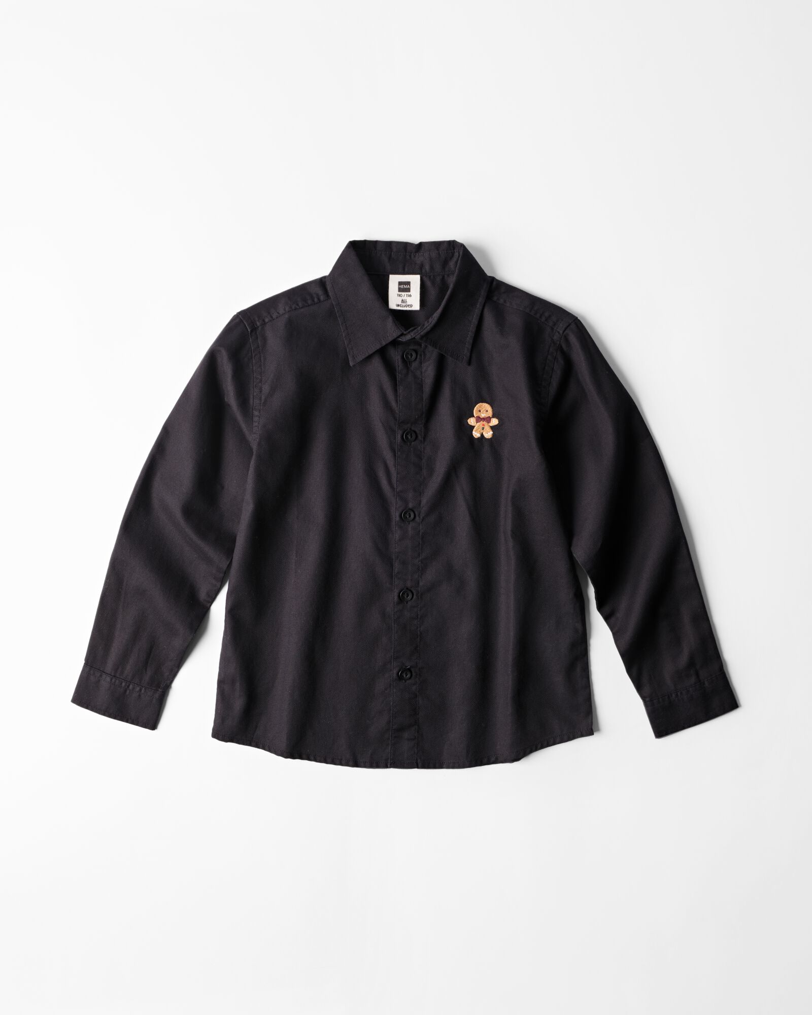 chemise enfant bonhomme en pain d'&eacute;pice noir noir - 30730301BLACK - HEMA