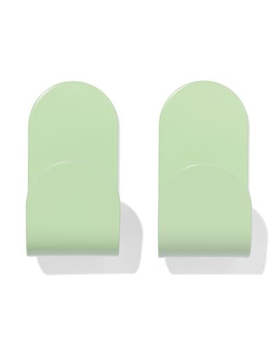 crochets adh&eacute;sifs 2,5x5 cm acier inoxydable vert - 2 pi&egrave;ces - 80300184 - HEMA