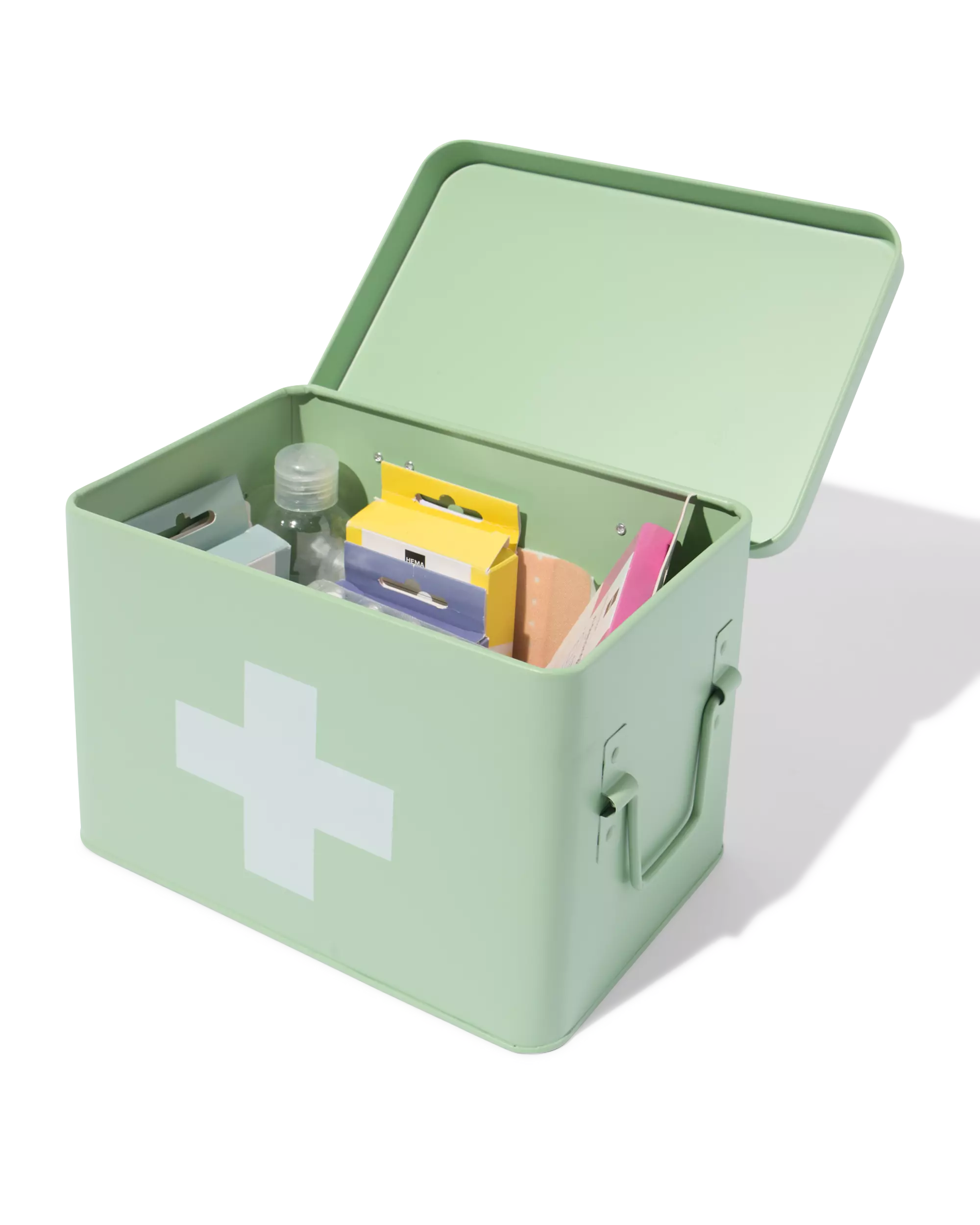 boîte à médicaments 23 x 14,5 x 16 cm en métal vert clair