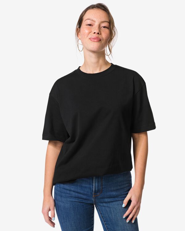 dames T-shirt Do relaxed fit  zwart zwart - 36304310BLACK - HEMA