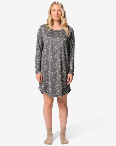 Miffy-Damennachthemd aus angerauter Mikrofaser dunkelgrau dunkelgrau - 23401838DARKGREY - HEMA