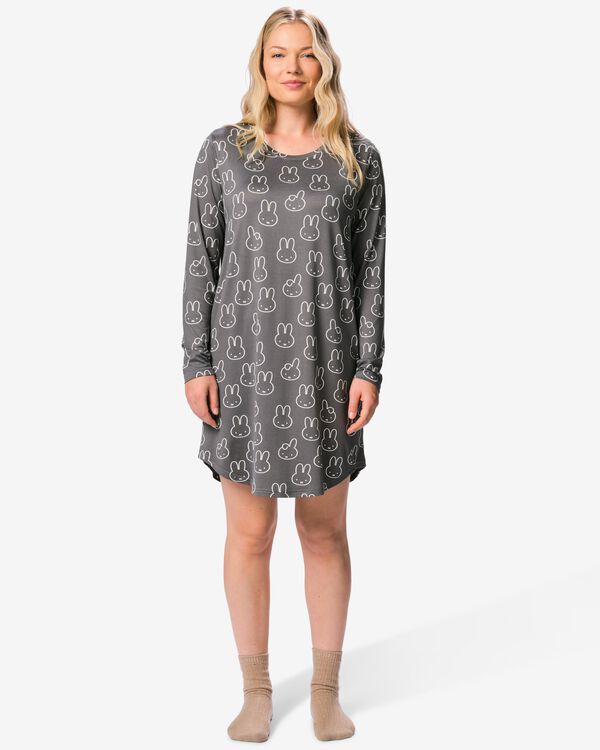 nuisette femme miffy microfibre bross&eacute;e gris fonc&eacute; gris fonc&eacute; - 23401838DARKGREY - HEMA
