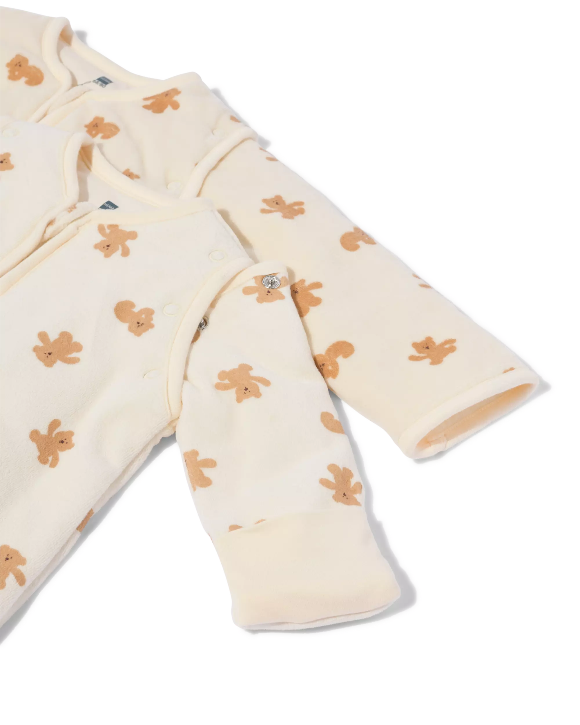 babyslaapzak met afneembare mouwen velours 3tog beren