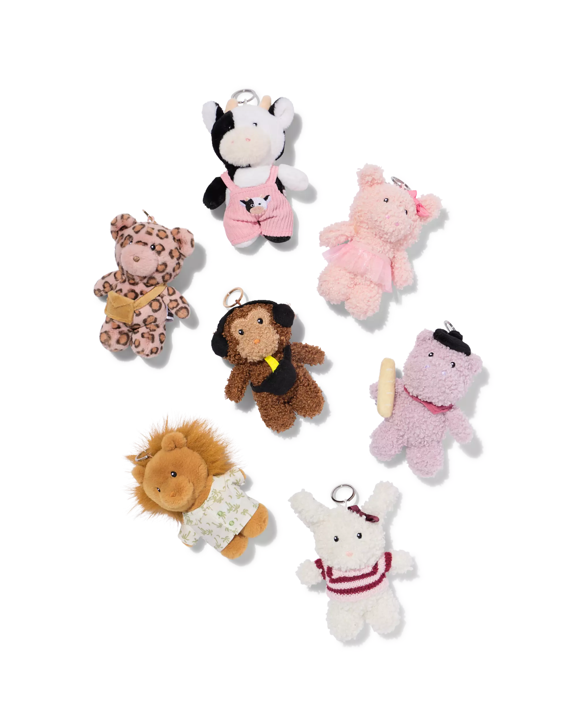 porte-clés animal peluche 10x6x13 cm assorti