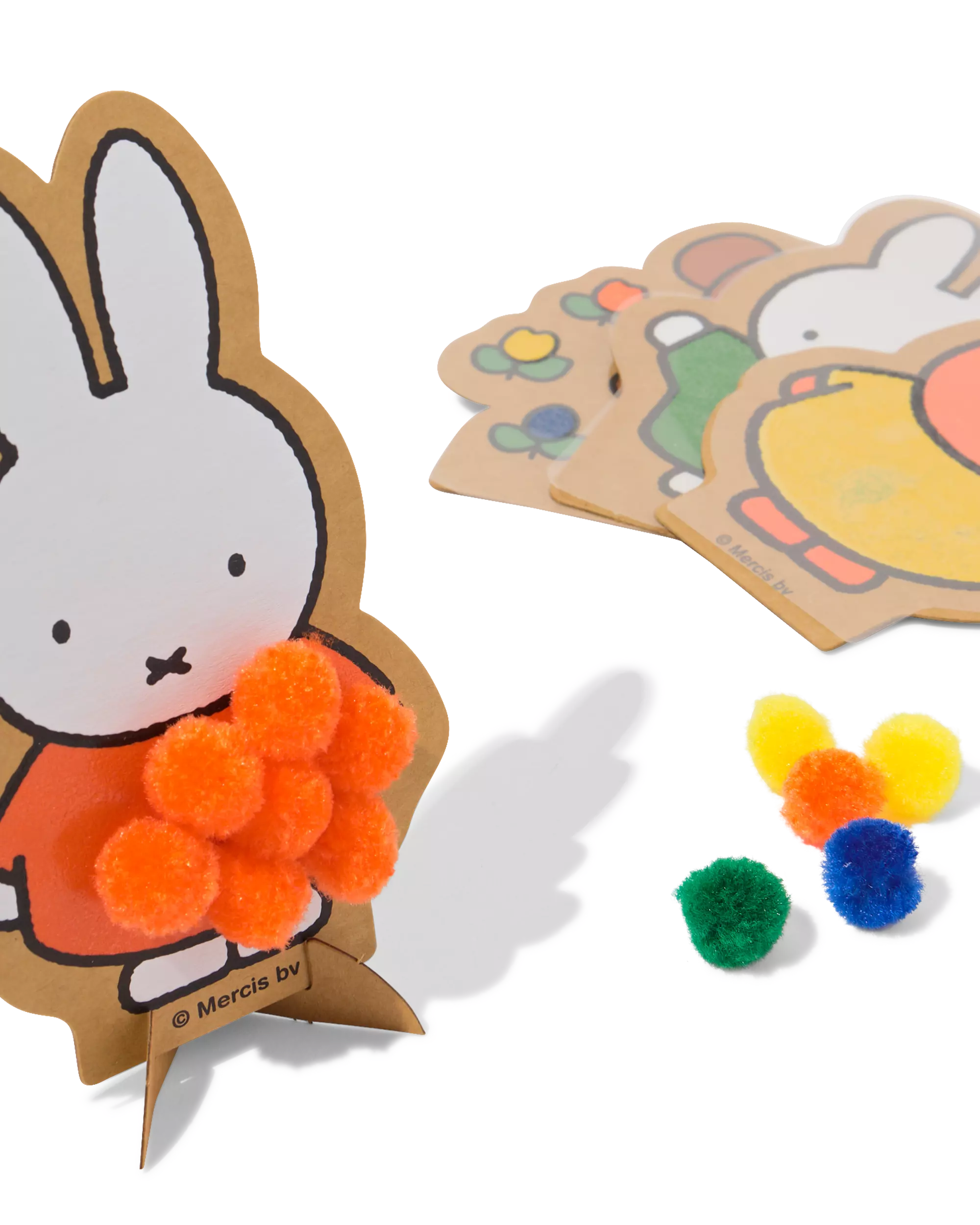nijntje kaarten versieren met pompoms